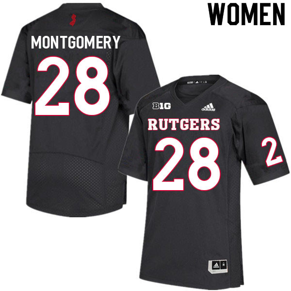 Women #28 Nasir Montgomery Rutgers Scarlet Knights College Football Jerseys Sale-Black